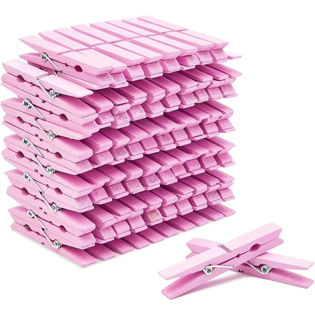 Juvale Wooden Clothespins for Baby Shower and Hanging (4-inch, Pink,  100-Pack)